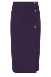 M&Co Petite Berry Purple Button Detail Midi Skirt | M&Co 5