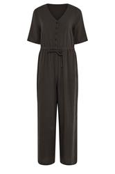 M&Co Petite Chocolate Brown Tie Waist Jumpsuit | M&Co 5