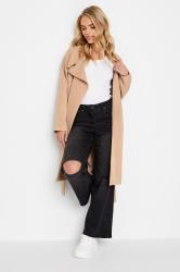 Petite Womens Beige Brown Midi Duster Coat | PixieGirl 2
