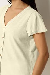 M&Co Petite Lemon Yellow Cotton Frill Sleeve Blouse | M&Co 2