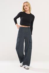 PixieGirl Petite Women's Navy Blue Utility Style Wide Leg Trousers | PixieGirl 1