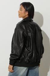PixieGirl Petite Women's Black Faux Leather Pocket Trucker Jacket | PixieGirl 4
