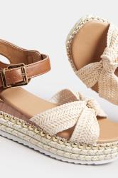 Brown Raffia Espadrille Wedge Heel Sandals In Extra Wide EEE Fit | Yours Clothing 5