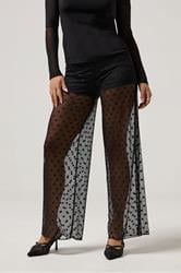PixieGirl Petite Women's Black Spot Mesh Trousers | PixieGirl 2