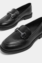 Black Metal Trim Loafers In Wide E Fit | Yours Clothing 7