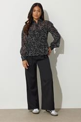 PixieGirl Petite Women's Black Bow Peplum Chiffon Blouse | PixieGirl 2