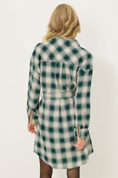 PixieGirl Petite Women's Green Check Print Shirt Dress | PixieGirl 3