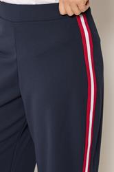 M&Co Petite Navy Blue Side Stripe Wide Leg Trousers | M&Co 4