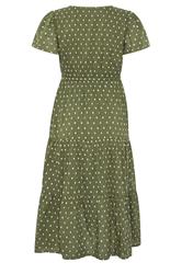 M&Co Petite Khaki Green Dobby Tiered Maxi Dress | M&Co 2
