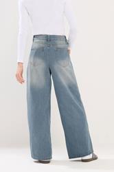 PixieGirl Petite Blue Rivet Non-Stretch Wide Leg Jeans | PixieGirl 3