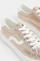 Gold Faux Leather Trainers In Extra Wide EEE Fit | Yours Clothing 5