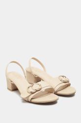 LIMITED COLLECTION Beige Brown Buckle Slingback Block Heeled Sandal In Wide Fit | Yours Clothing 2