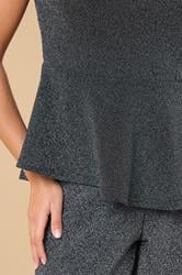 PixieGirl Petite Women's Black Sparkle Peplum Bandeau Top | PixieGirl 5