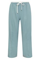 PixieGirl Petite Women's Blue Contrast Waist Wide Leg Trousers | PixieGirl 5