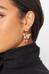 Gold Butterfly & Heart Earrings | Yours Clothing 1