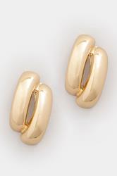 Gold Tone Double Curve Stud Earrings | Yours Clothing 2