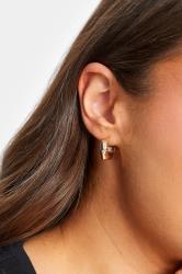 Gold Small Geometric Hoop Earrings | Yours Clothing 1