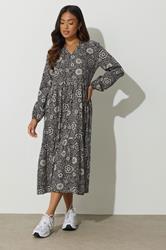 PixieGirl Petite Women's Black Floral Tie Midaxi Dress | PixieGirl 2