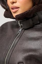 PixieGirl Petite Women's Chocolate Brown Aviator Jacket | PixieGirl 5