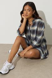 PixieGirl Petite Women's Blue Brushed Check Tie Smock Dress | PixieGirl 2
