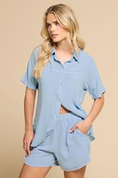 PixieGirl Petite Women's Light Blue Acid Wash Shorts | PixieGirl 1