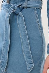 PixieGirl Petite Womens Mid Blue Denim Tie Waist Midi Dress | PixieGirl  4