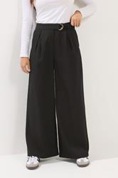 PixieGirl Petite Women's Black Belted Wide Leg Trousers | PixieGirl 1