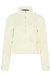 PixieGirl Petite Women's Lemon Yellow Funnel Neck Denim Jacket | PixieGirl 5