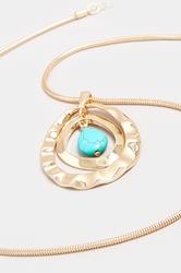 Gold Tone Stone Detail Circle Long Necklace | Yours Clothing 3