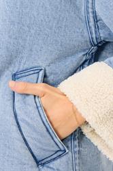 PixieGirl Petite Women's Light Blue Denim Borg Zip Jacket | PixieGirl 4