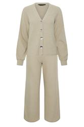 PixieGirl Petite Set Sage Green Ribbed Top & Wide Leg Trousers