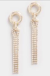 Gold Tone Diamante Drop Tassel Earrings | Yours Clothing 2