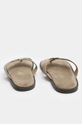Natural Brown Hammered Disk Sandals In Extra Wide EEE Fit | Yours Clothing 4