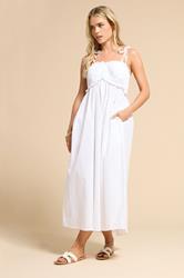 PixieGirl Petite Women's White Cotton Frill Bust Tie Dress | PixieGirl 2