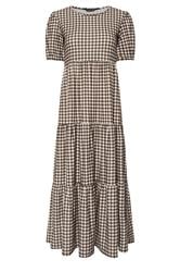 PixieGirl Petite Women's Brown Gingham Tiered Maxi Dress | PixieGirl 5