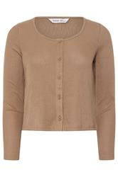 PIxieGirl Petite Camel Brown Ribbed Cardigan