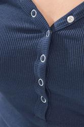 PixieGirl Petite Women's Navy Blue Button Henley Top | PixieGirl 4