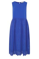 M&Co Petite Blue Broderie Cotton Midi Dress | M&Co 5