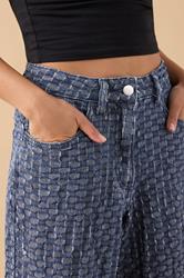 PixieGirl Petite Women's Blue Textured Wide Leg Jeans | PixieGirl 4