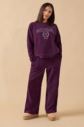 PixieGirl Petite Women's Burgundy Red 'Weekend' Slogan Fleece Lounge Top | PixieGirl 2