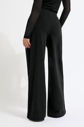 Petite Black Scuba Wide Leg Trousers | PixieGirl 3