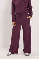 PixieGirl Petite Women's Burgundy Red 'Monte Carlo' Slogan Wide Leg Joggers | PixieGirl 2