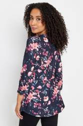 M&Co Petite Navy Blue Floral Twist Front Top | M&Co 2