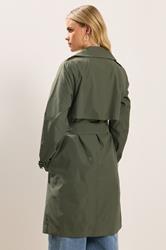 PixieGirl Petite Women's Khaki Green Trench Coat | PixieGirl 3