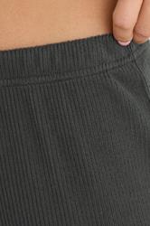 PixieGirl Petite Women's Charcoal Grey Ribbed Wide Leg Trousers | PixieGirl 4