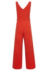 PixieGirl Orange Scuba Crepe Wide Leg Jumpsuit | PixieGirl 7