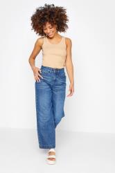 Petite Beige Brown Ribbed Vest Top | PixieGirl 2