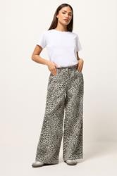PixieGirl Petite Women's Light Brown Leopard Print Wide Leg Jeans | PixieGirl 2
