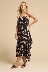 PixieGirl Petite Women's Black Abstract Animal Ruffled Hemline Dress | PixieGirl 1