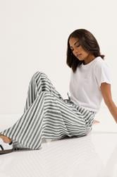 PixieGirl Petite Women's Grey Striped Wide Leg Trousers | PixieGirl 5